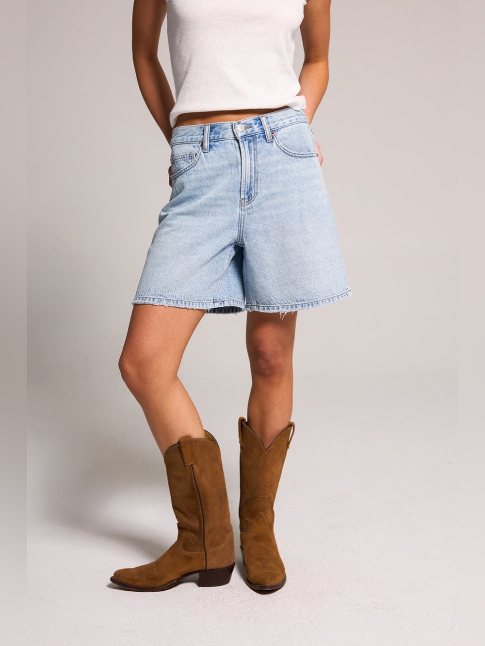 Rewash Light Blue A Line High-Rise Bermuda Denim Shorts
